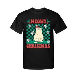Meowy Christmas Cat Lover 2 Retro Ugly Sweater Xmas Style Graphic Tee Shirt
